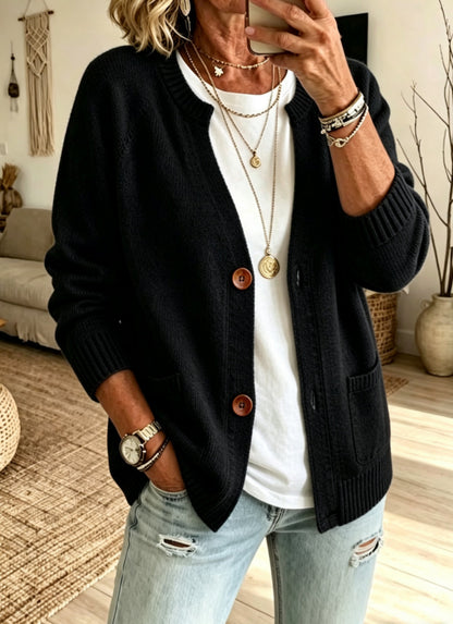 Button Front Knit Cardigan Sweater with Pockets