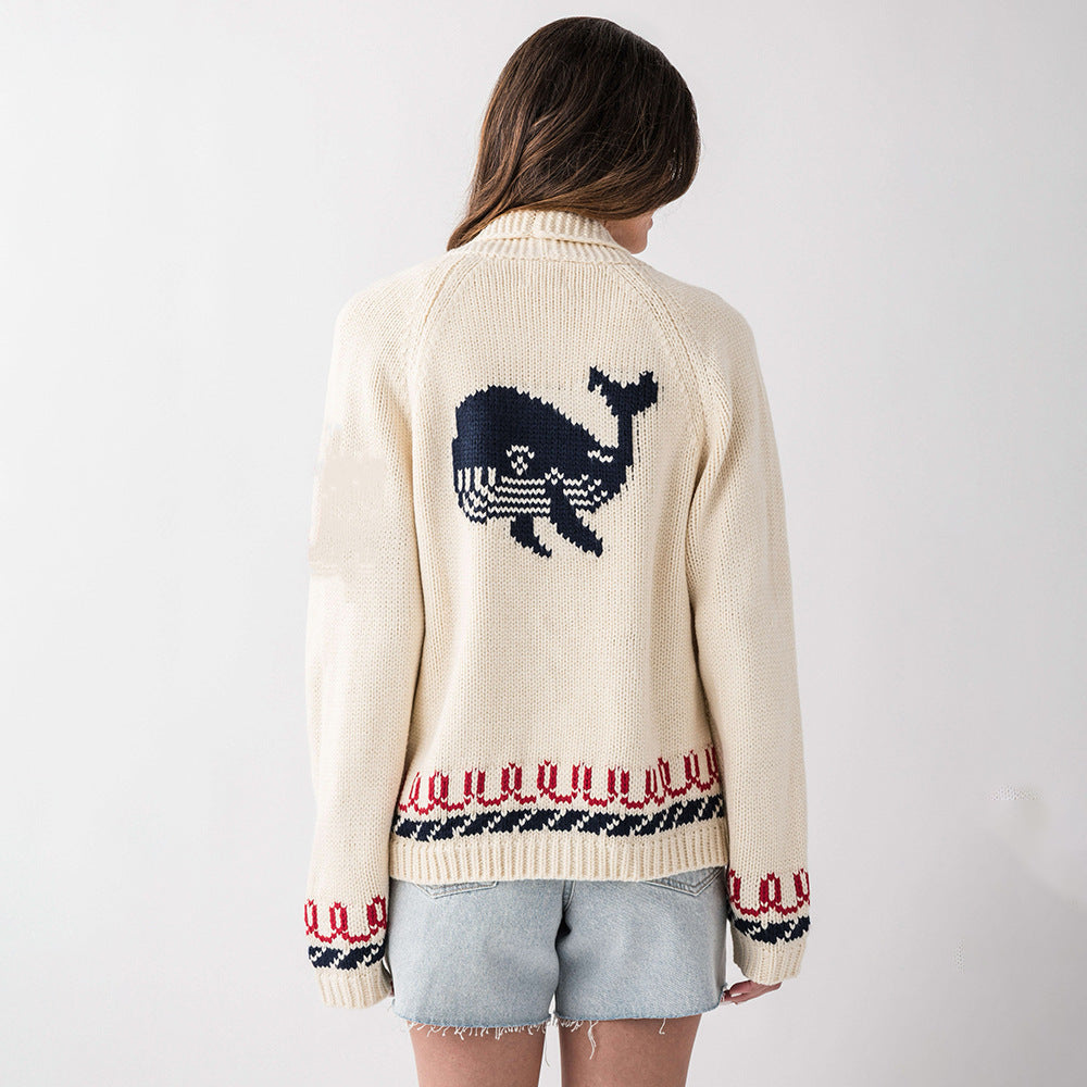 Women's Nautical Lobster Cardigan Button Up Sweater