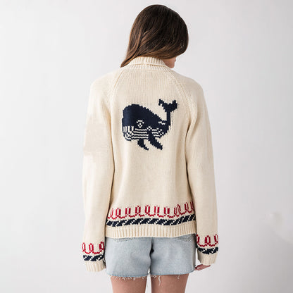 Women's Nautical Lobster Cardigan Button Up Sweater