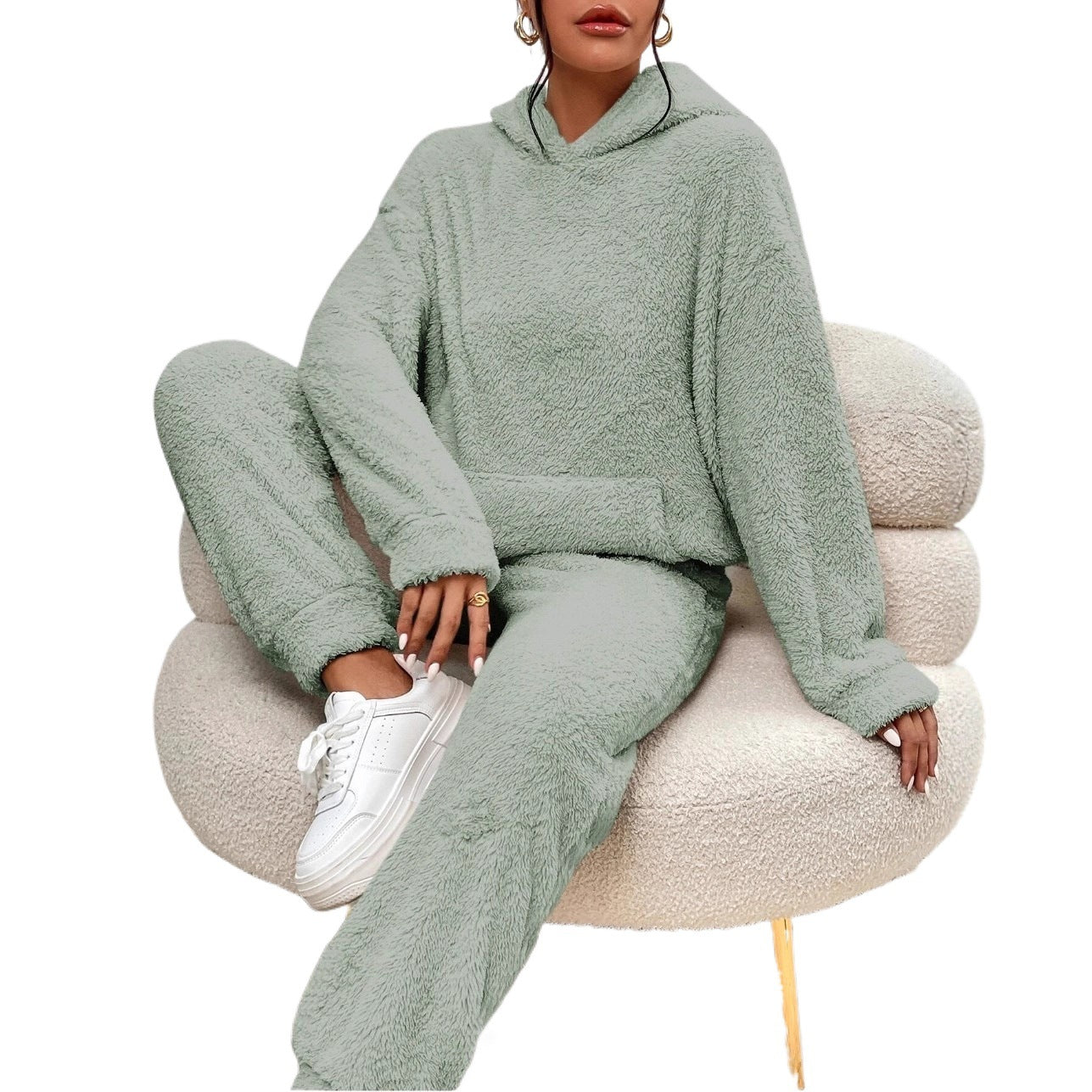 Women's Cozy Sherpa Hoodie and Pants Lounge Set