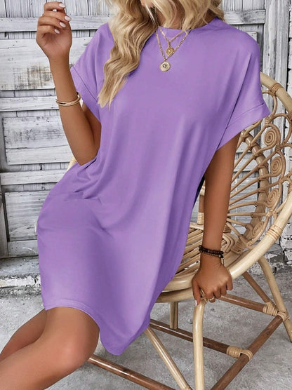Women’s Relaxed Fit Cotton Pocket T-Shirt Dress Summer