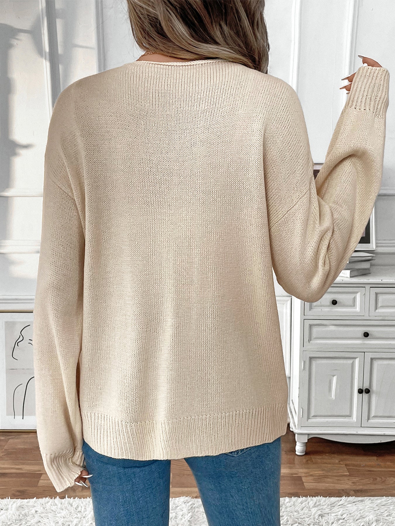 Sweet Ribbon Tie Front Knit Cardigan Long Sleeve Casual Sweater