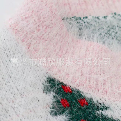 Women's Oversized Fuzzy Snowman Christmas Sweater
