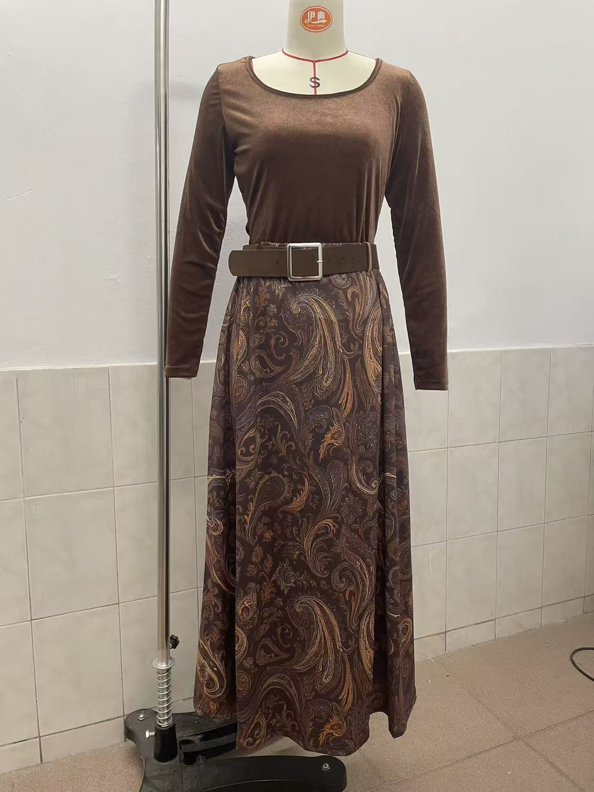 Boho Floral Maxi Skirt Two Piece Set with Belt