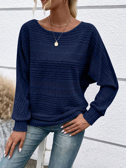 Women's Oversized Crew Neck Long Sleeve Solid Pullover