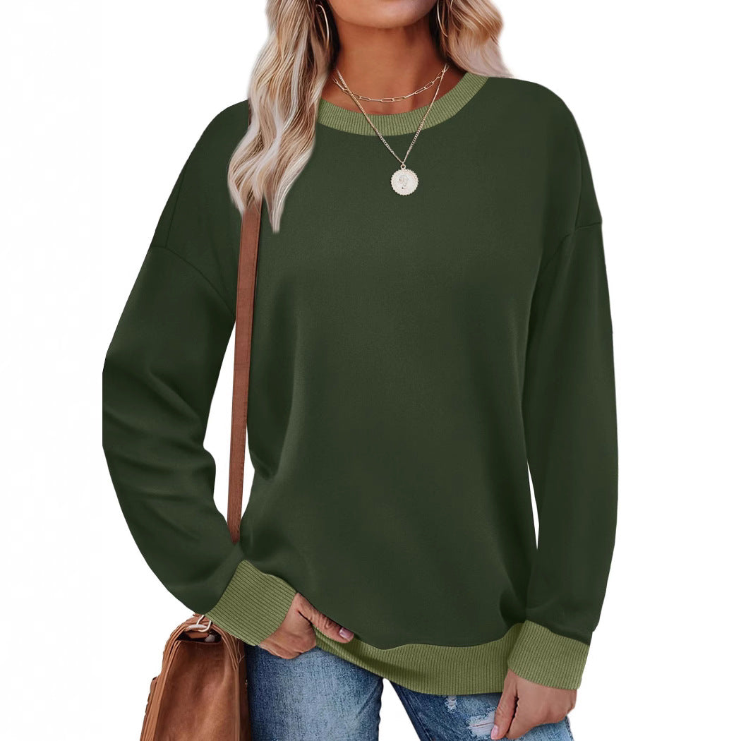 Colorblock Crewneck Pullover Sweatshirt for Women