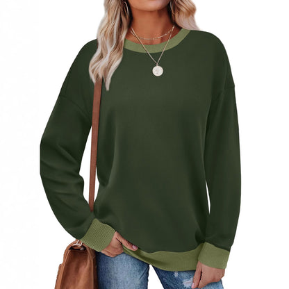 Colorblock Crewneck Pullover Sweatshirt for Women