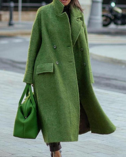 Women's Oversized Long Wool Blend Lapel Coat Winter