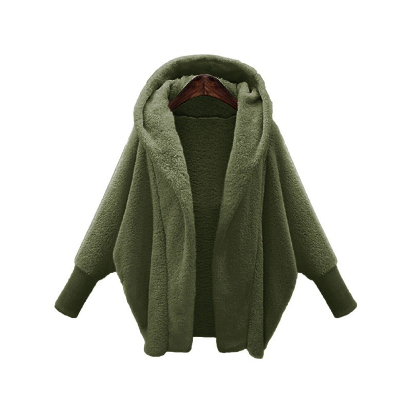 Faux Fur Hooded Jacket Oversized Plush Long Sleeve Coat