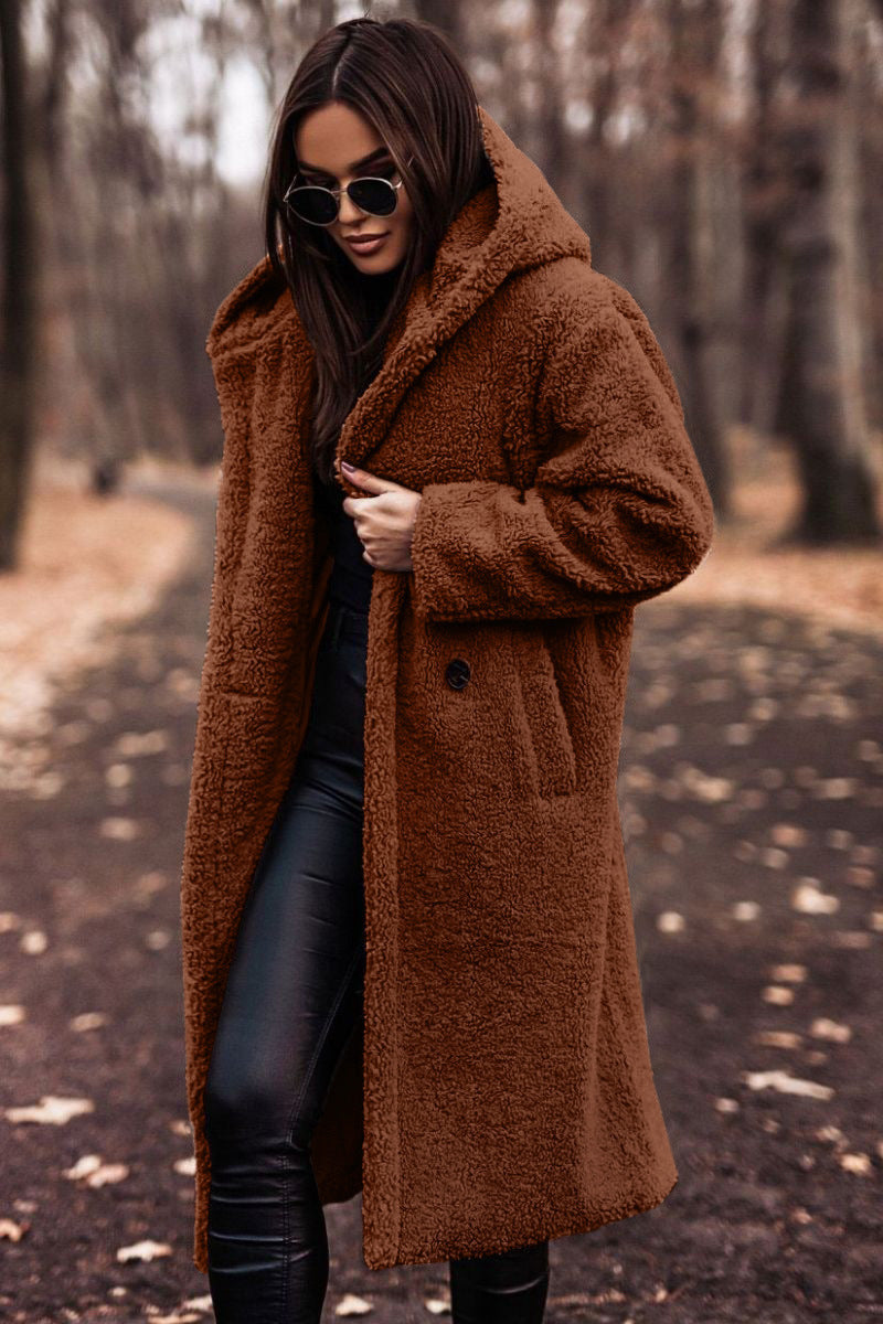 Women's Oversized Teddy Long Hooded Winter Coat