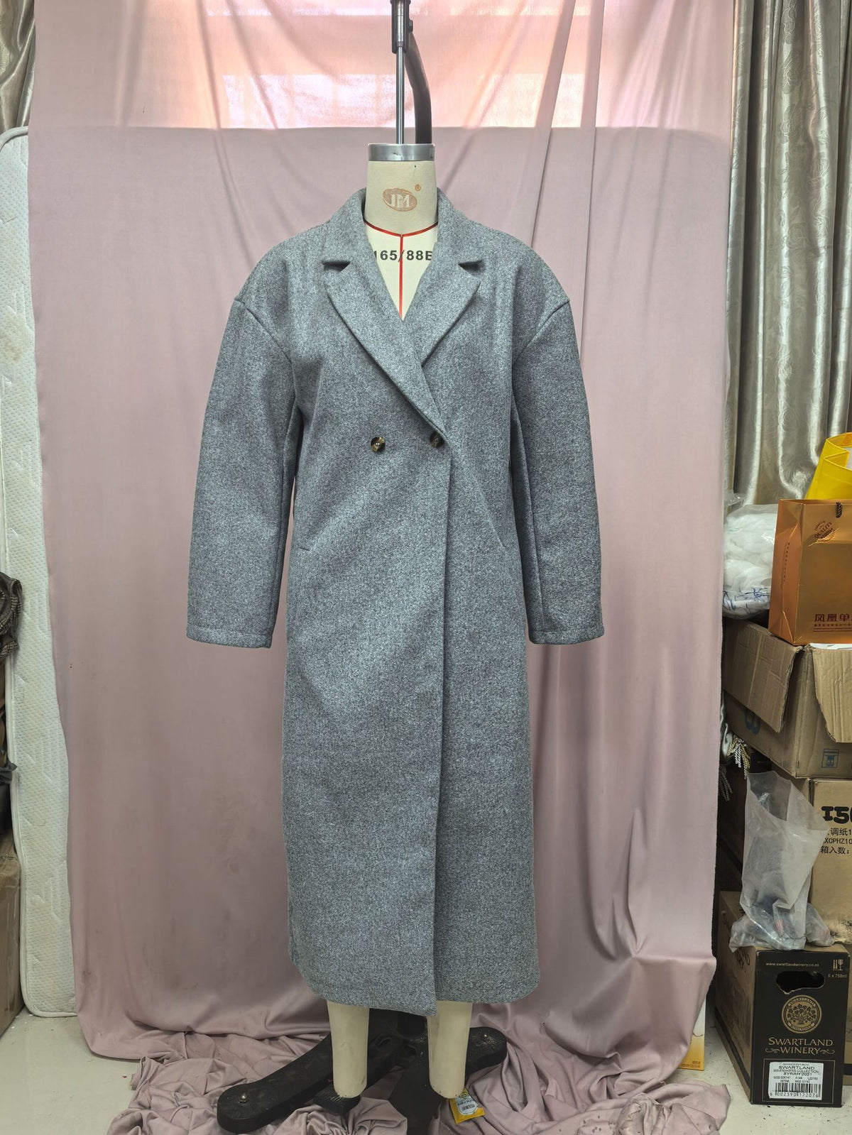Women's Oversized Long Wool Coat with Pockets