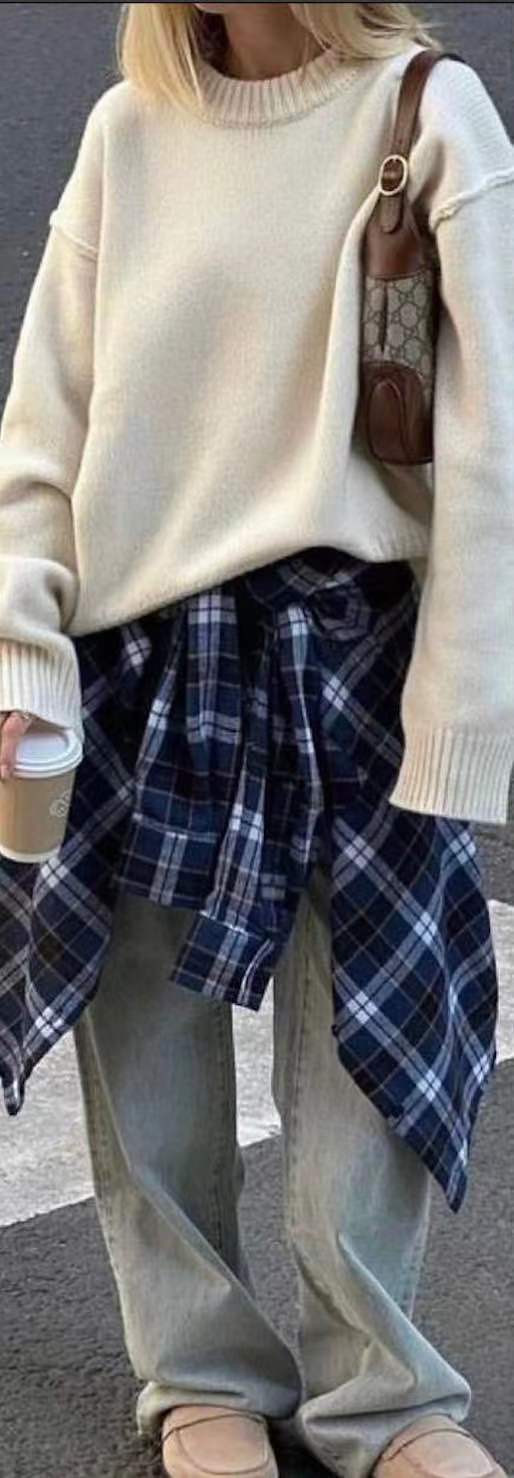 Women's Oversized Plaid Long Sleeve Button Down Shirt