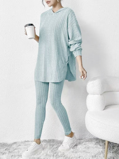 Women's Oversized Ribbed Hoodie Lounge Pants Set