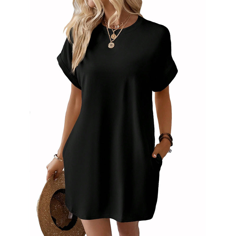 Women’s Relaxed Fit Cotton Pocket T-Shirt Dress Summer