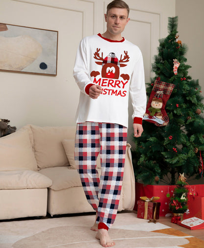 Plaid Fawn Parent-child Print Christmas Pajama Set