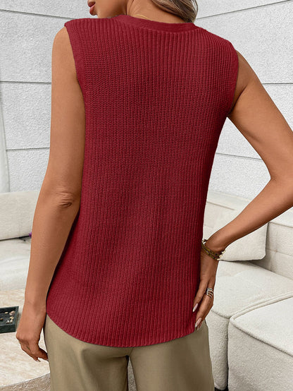 Women’s Sleeveless Knit Button Down Cardigan Sweater Vest