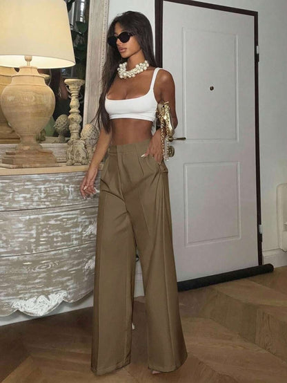 High Waisted Wide Leg Dress Pants Casual Work Trousers