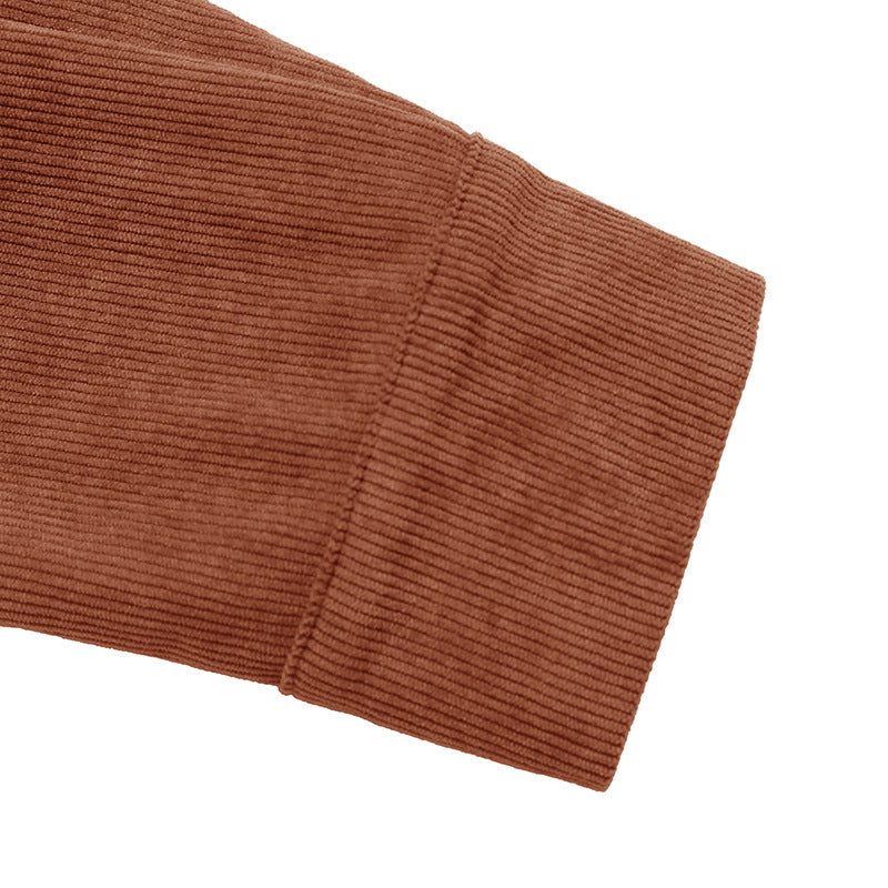 Corduroy V Neck Belted Button Front Midi Dress