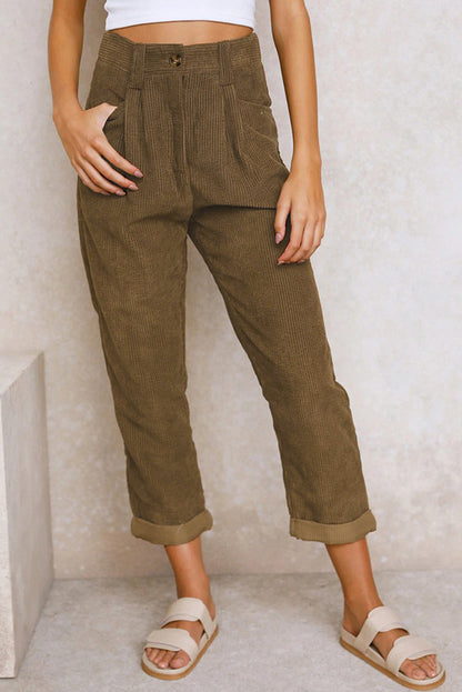 Women's Corduroy High Waisted Straight Leg Pants