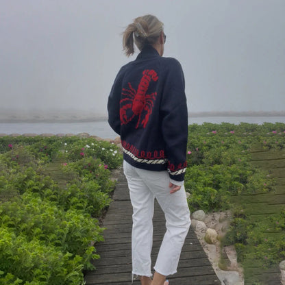 Women's Nautical Graphic Knit Cardigan Sweater