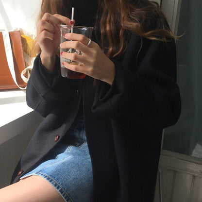 Women's Oversized Faux Wool Mid Length Coat