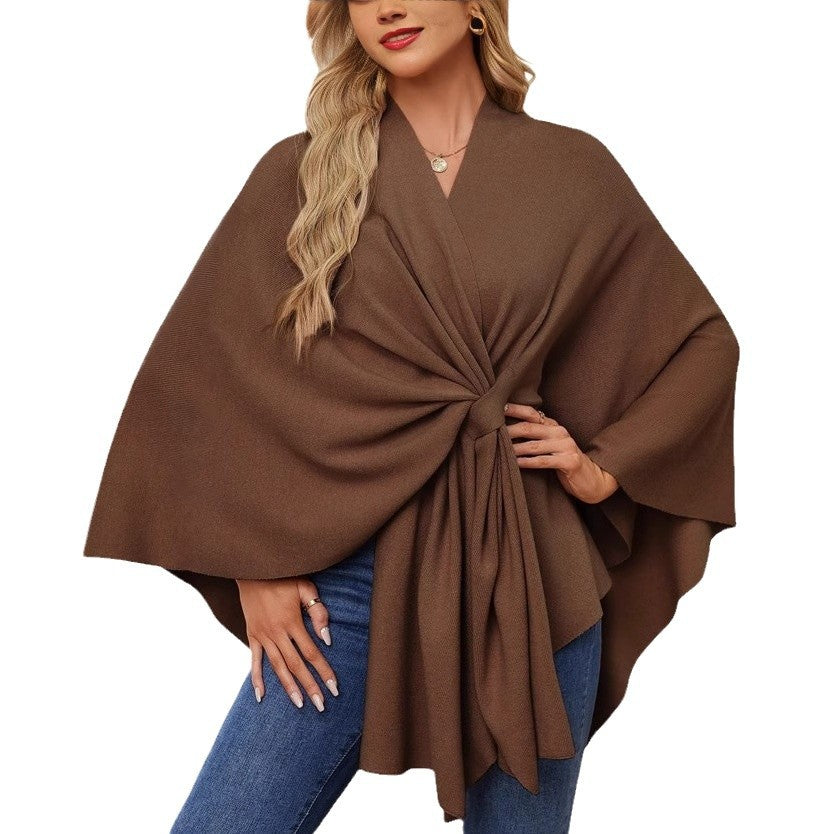 Women's Soft Batwing Cape Wrap Poncho Sweater