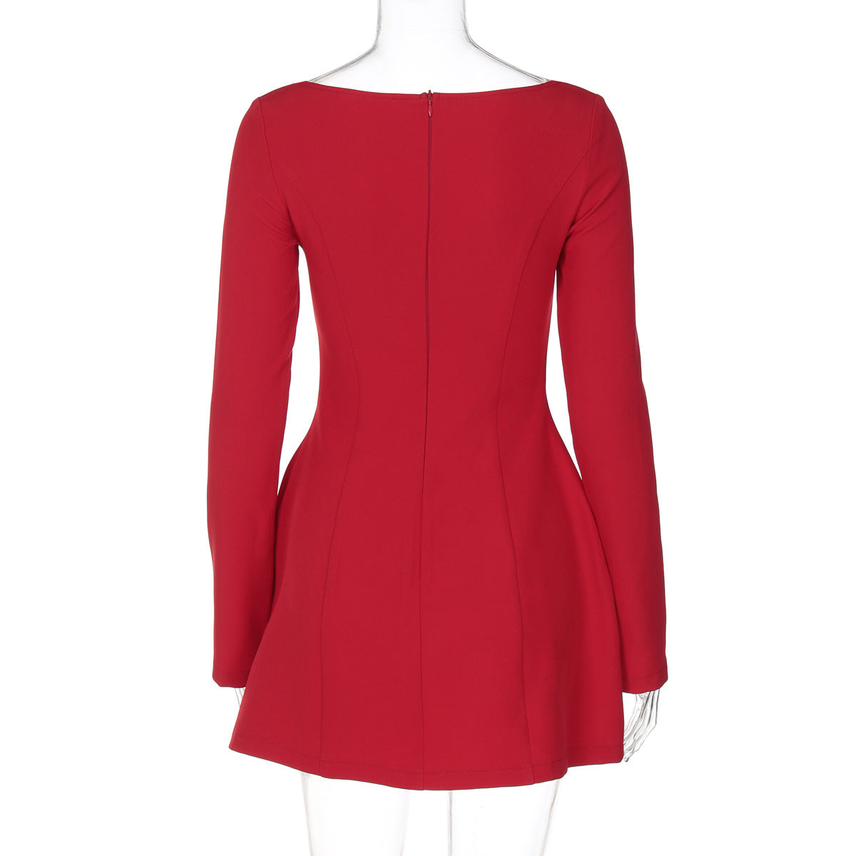 Red Off Shoulder Long Sleeve Mini Dress with Bow Detail