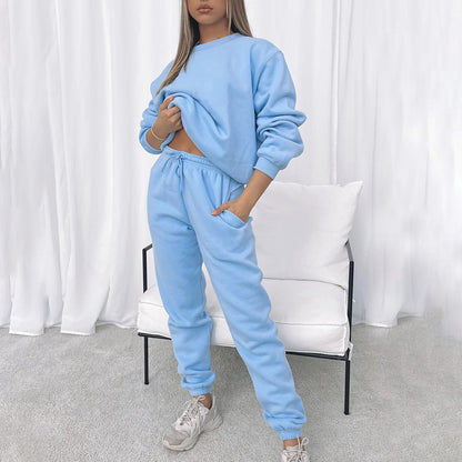 Fleece Sweatshirt and Jogger Pants Two Piece Set
