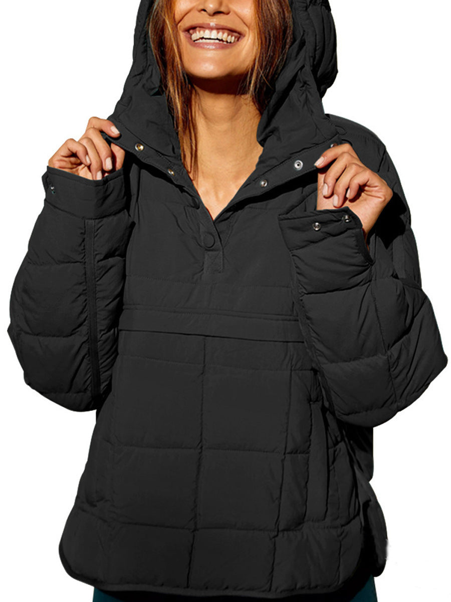 Women Oversized Hooded Quilted Pullover Puffer Jacket
