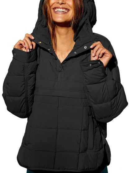 Women Oversized Hooded Quilted Pullover Puffer Jacket