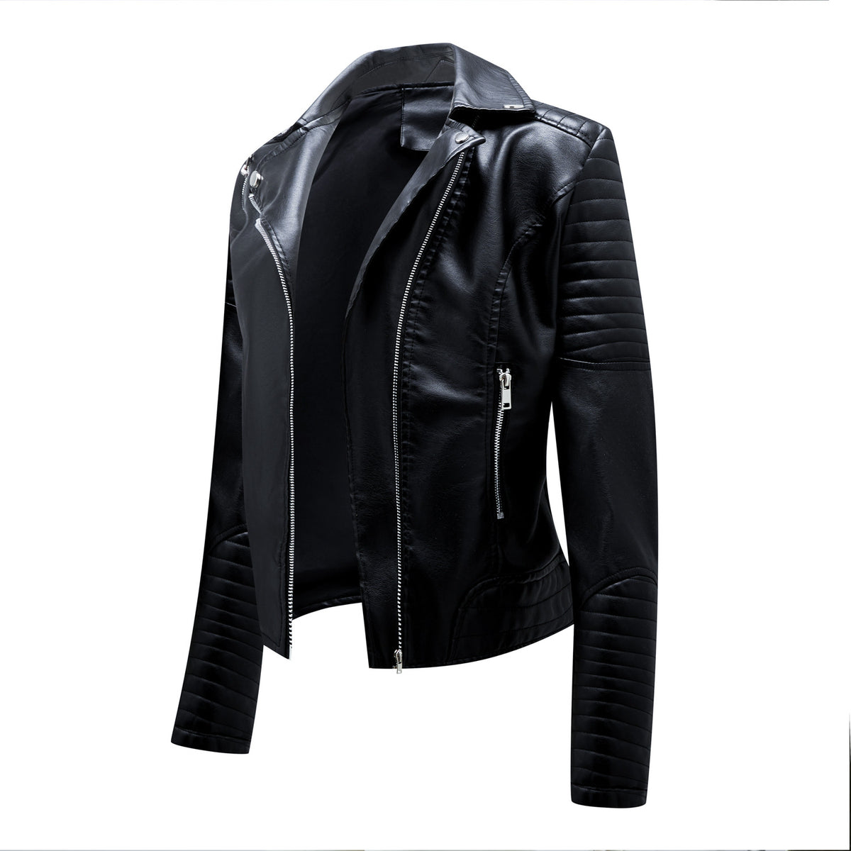 Women's Faux Leather Moto Jacket Asymmetrical Zip