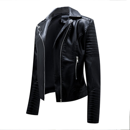 Women's Faux Leather Moto Jacket Asymmetrical Zip