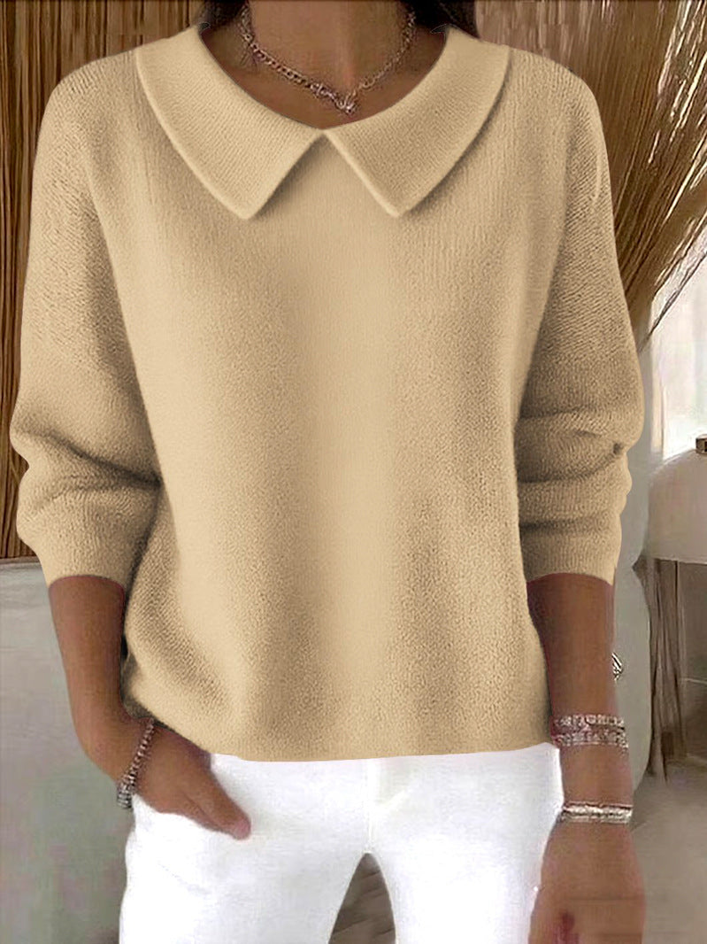 Women's Peter Pan Collar Long Sleeve Loose Casual Pullover