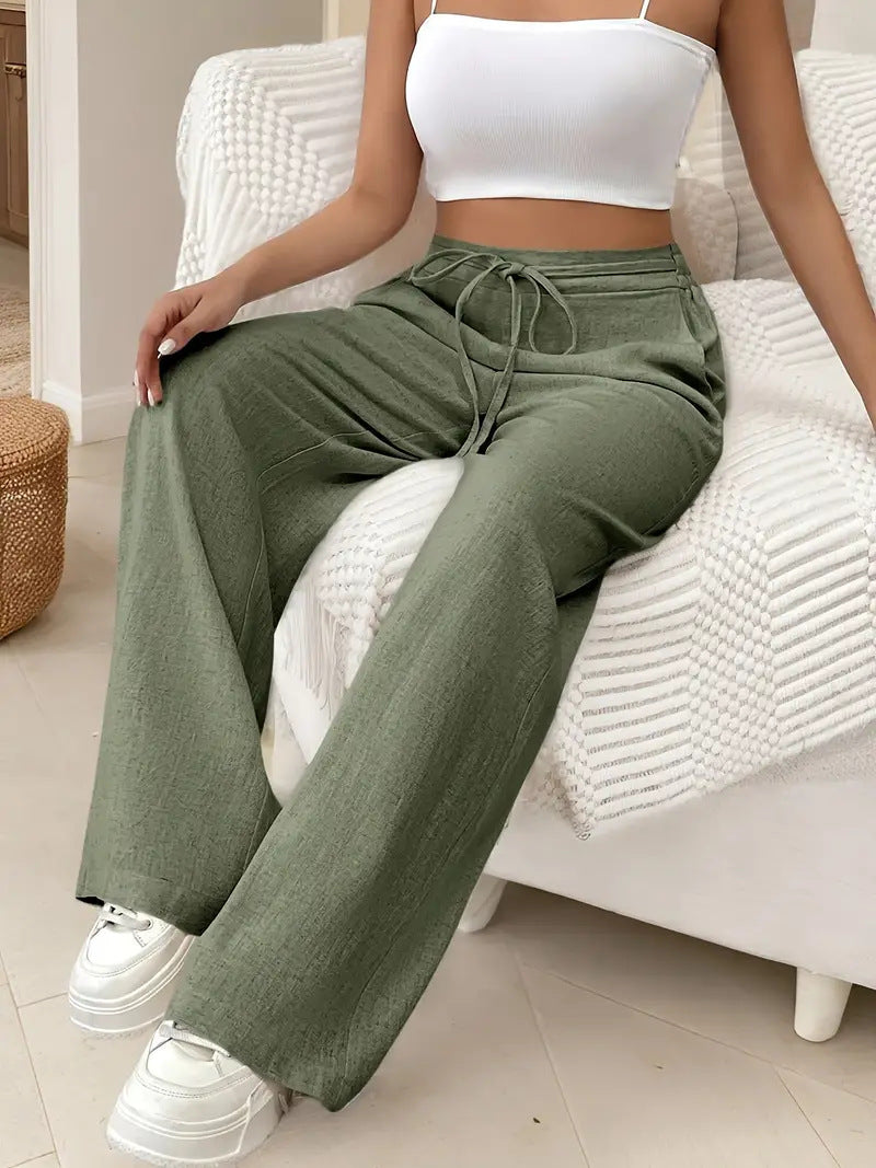 Women's Flowy High Waisted Wide Leg Casual Summer Pants