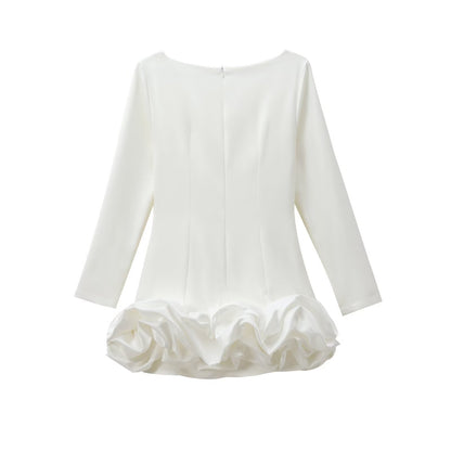 Balletcore Long Sleeve Ruffle Hem Mini Dress