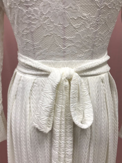 White Lace Floral Maxi Dress Long Sleeve Vintage Formal