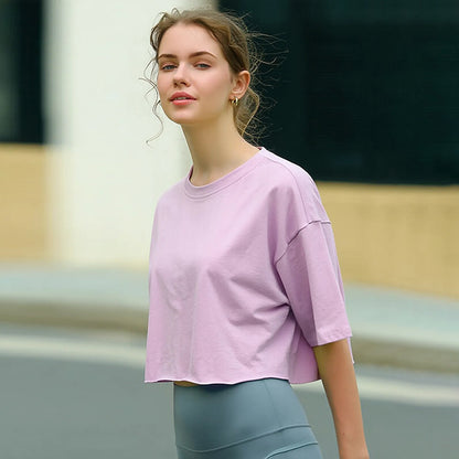 Summer Crop Cotton Tee Women’s Short Sleeve Street Style