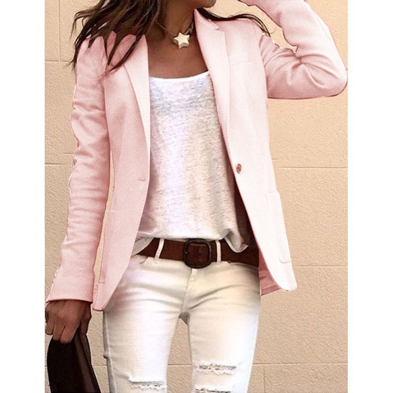 Women's Slim Fit Solid Blazer Long Sleeve Office Jacket