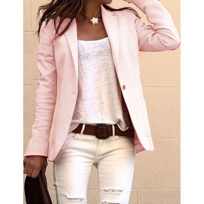 Women's Slim Fit Solid Blazer Long Sleeve Office Jacket