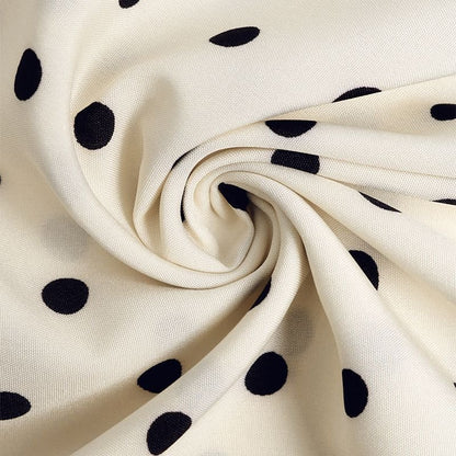 Polka Dot Bow Tie Long Sleeve A-Line Midi Dress