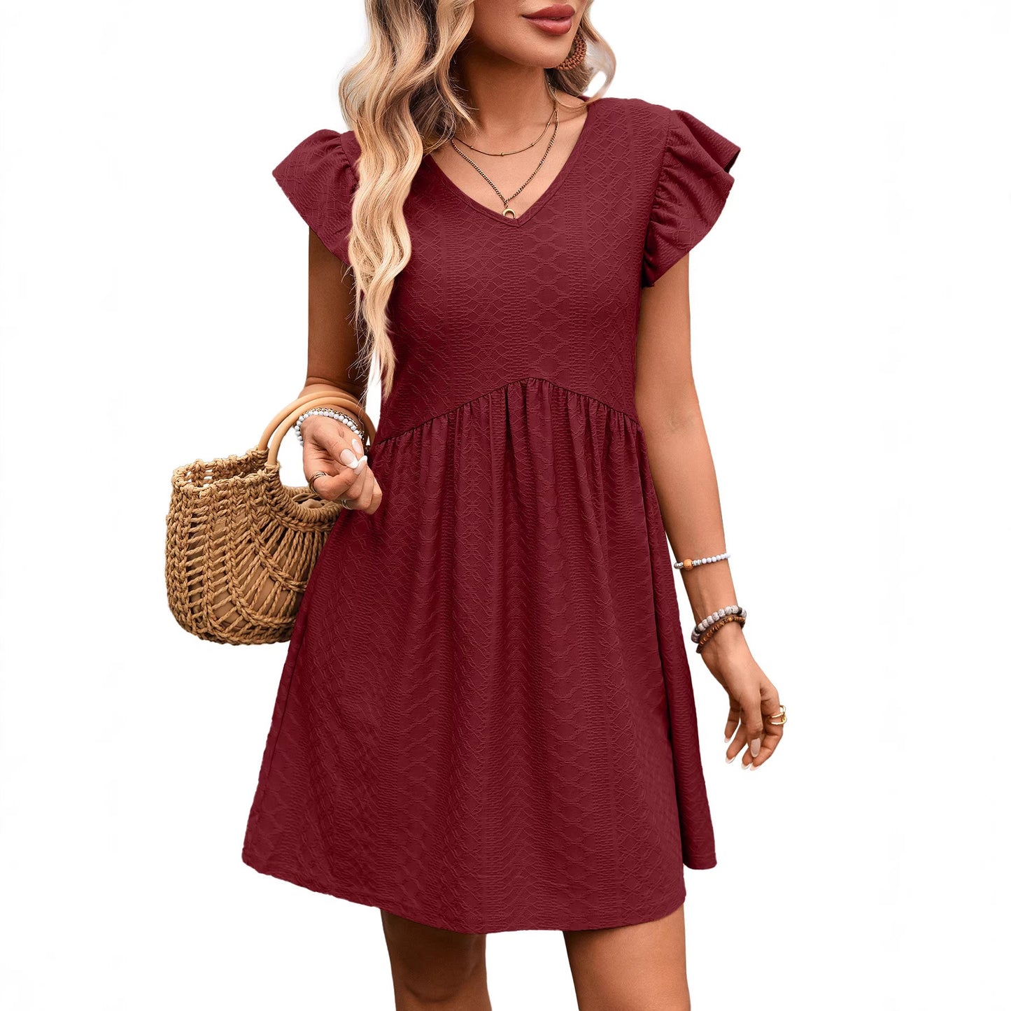 Floral Print V Neck Ruffle Sleeve Loose Blouse