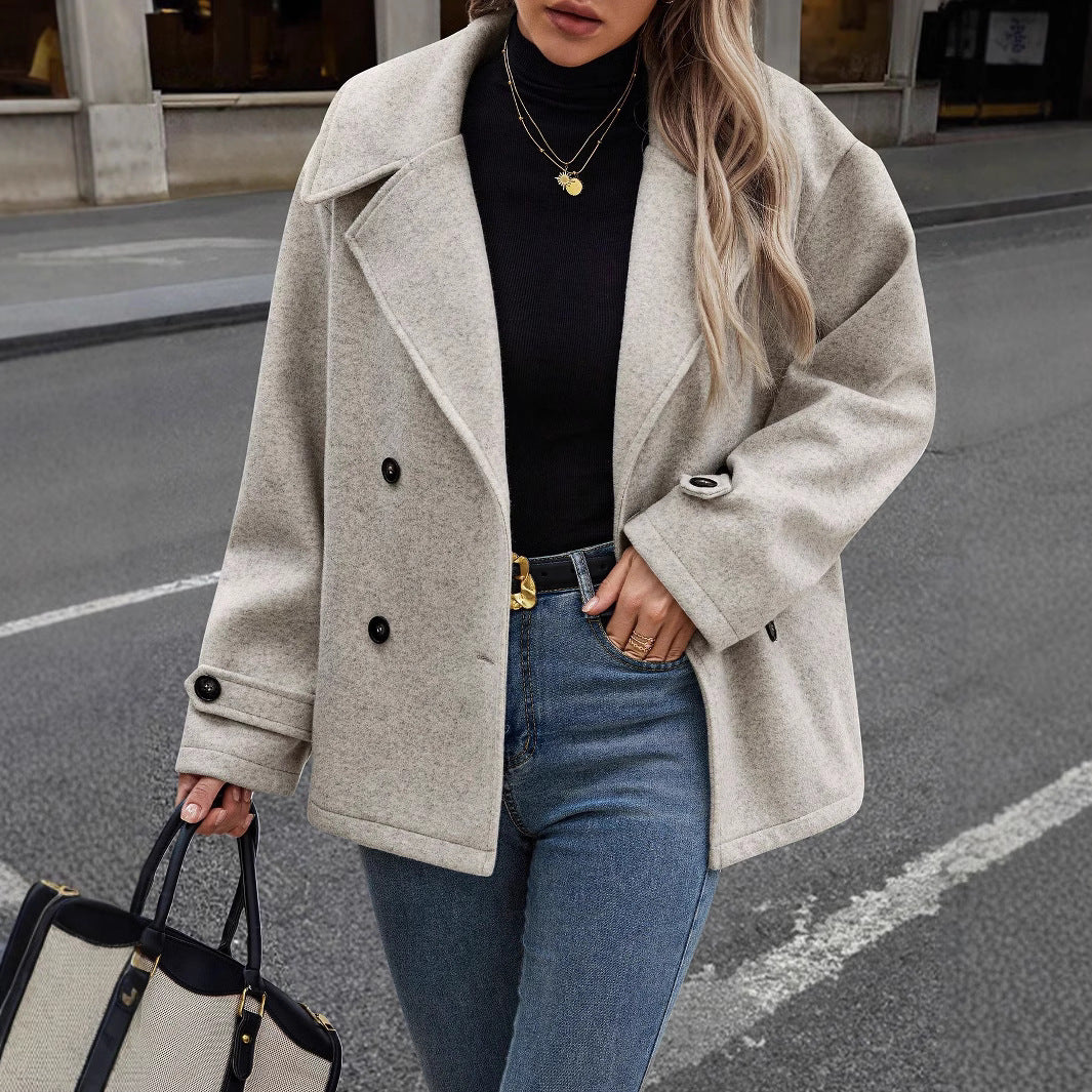 Women's Oversized Double Breasted Cropped Coat Blazer