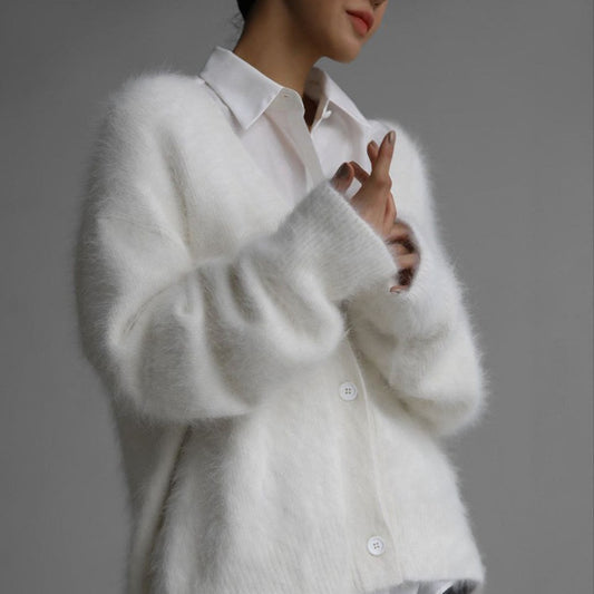 Women’s Faux Fur Cardigan Soft Oversized Knit Sweater