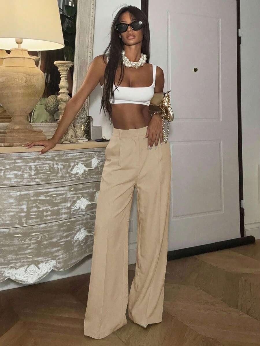High Waisted Wide Leg Dress Pants Casual Work Trousers