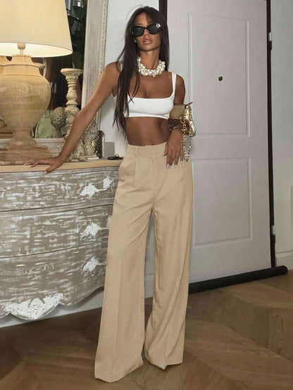 High Waisted Wide Leg Dress Pants Casual Work Trousers