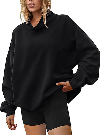 Women's Oversized Mock Neck Sweatshirt Casual Pullover