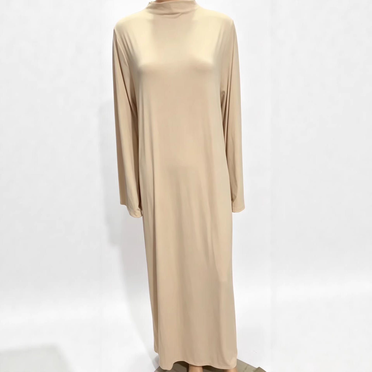 Women's Mock Neck Long Sleeve Knit Maxi Dress