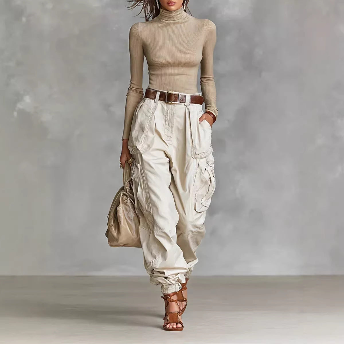 Women's Baggy Cargo Pants High Waisted Wide Leg Pockets