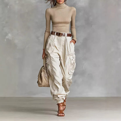 Women's Baggy Cargo Pants High Waisted Wide Leg Pockets