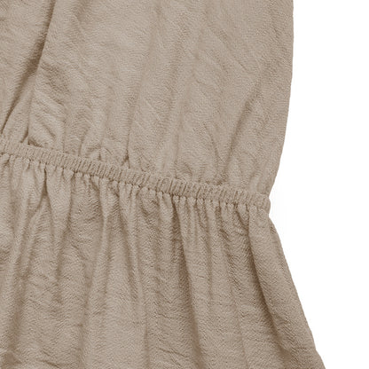 Brown Halter Deep V Backless Vacation Romper